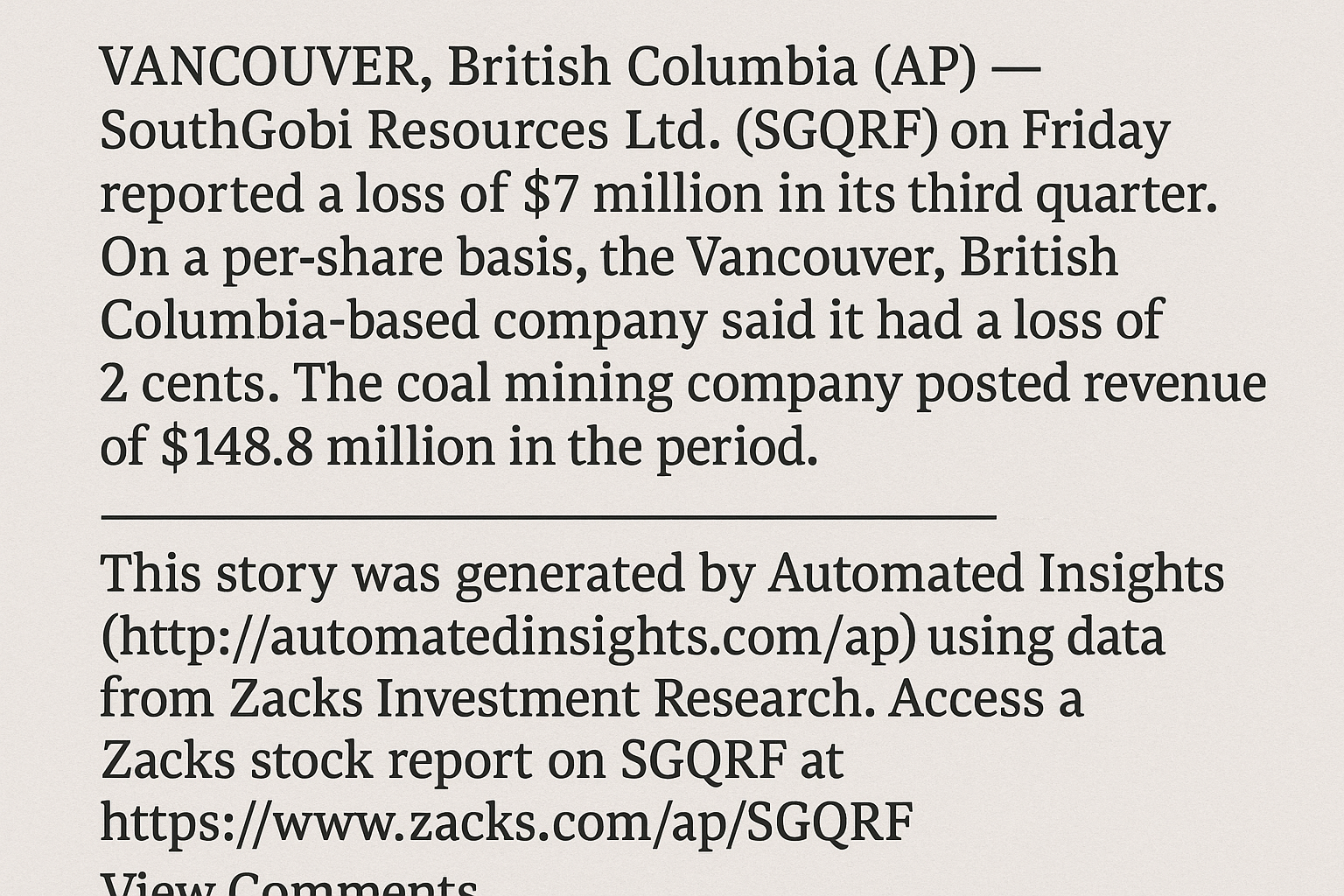 SouthGobi Resources Q3 Earnings Report: Key Insights and Highlights