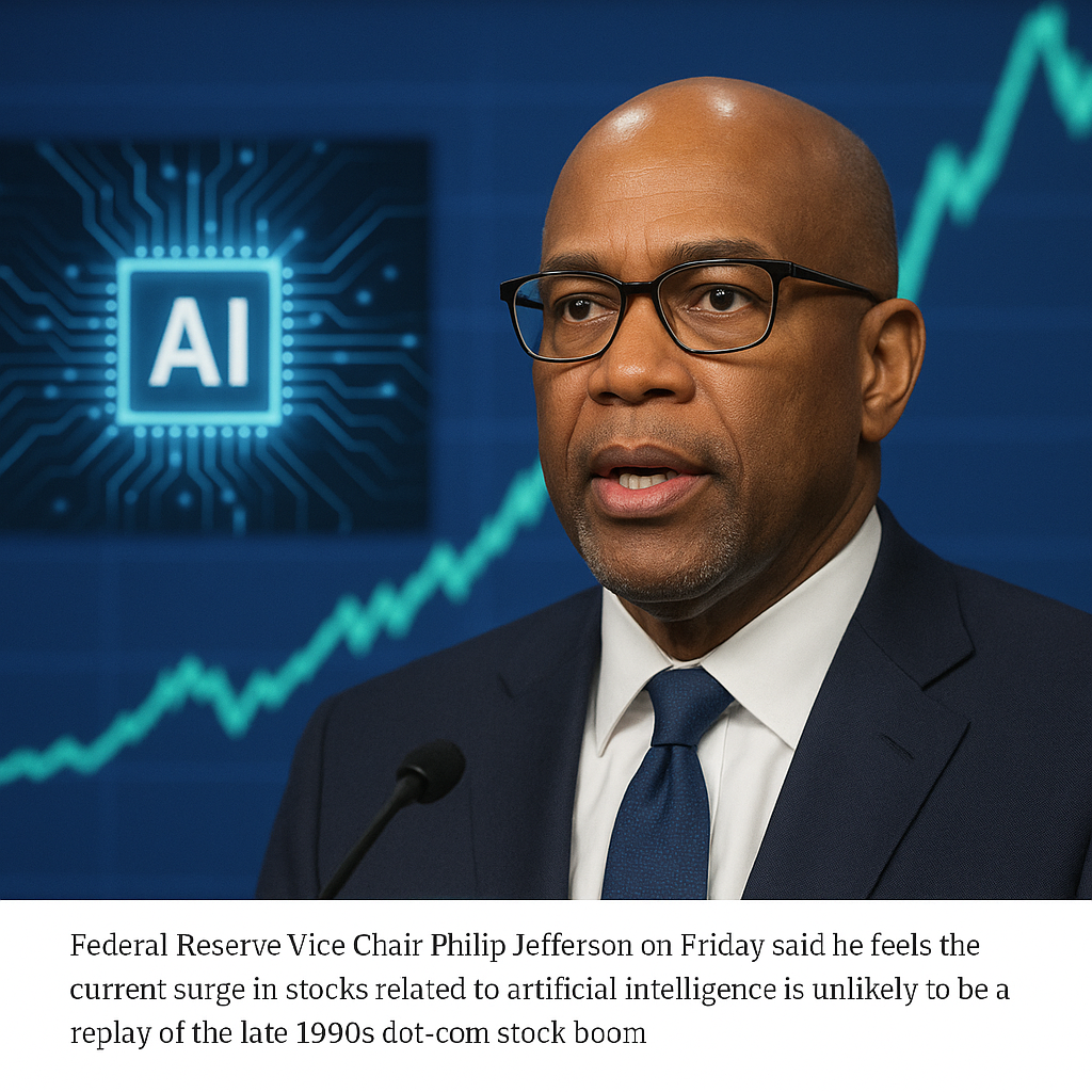 "Fed's Jefferson: Why the Current AI Stock Surge Won't Lead to a Dot-Com Bust"