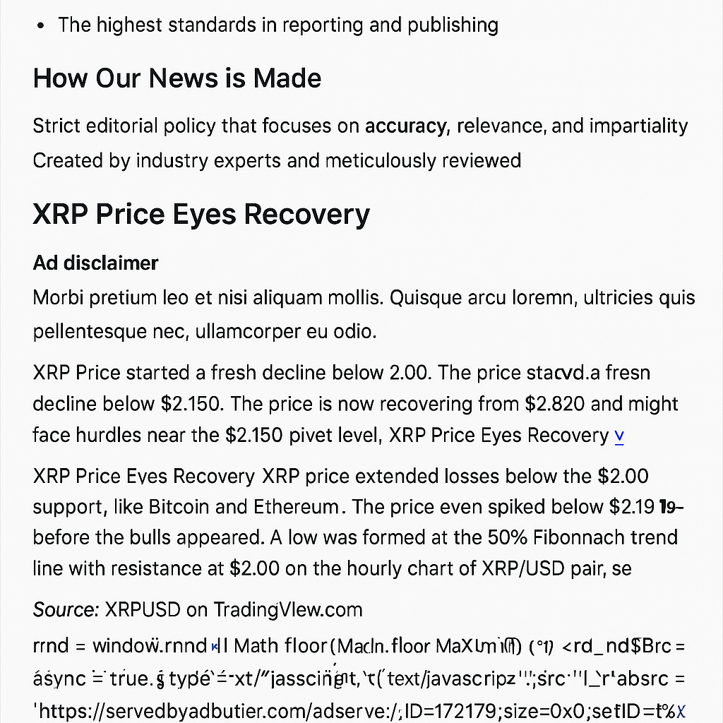 XRP Prices Show Signs of Recovery, Indicating Potential Bullish Accumulation