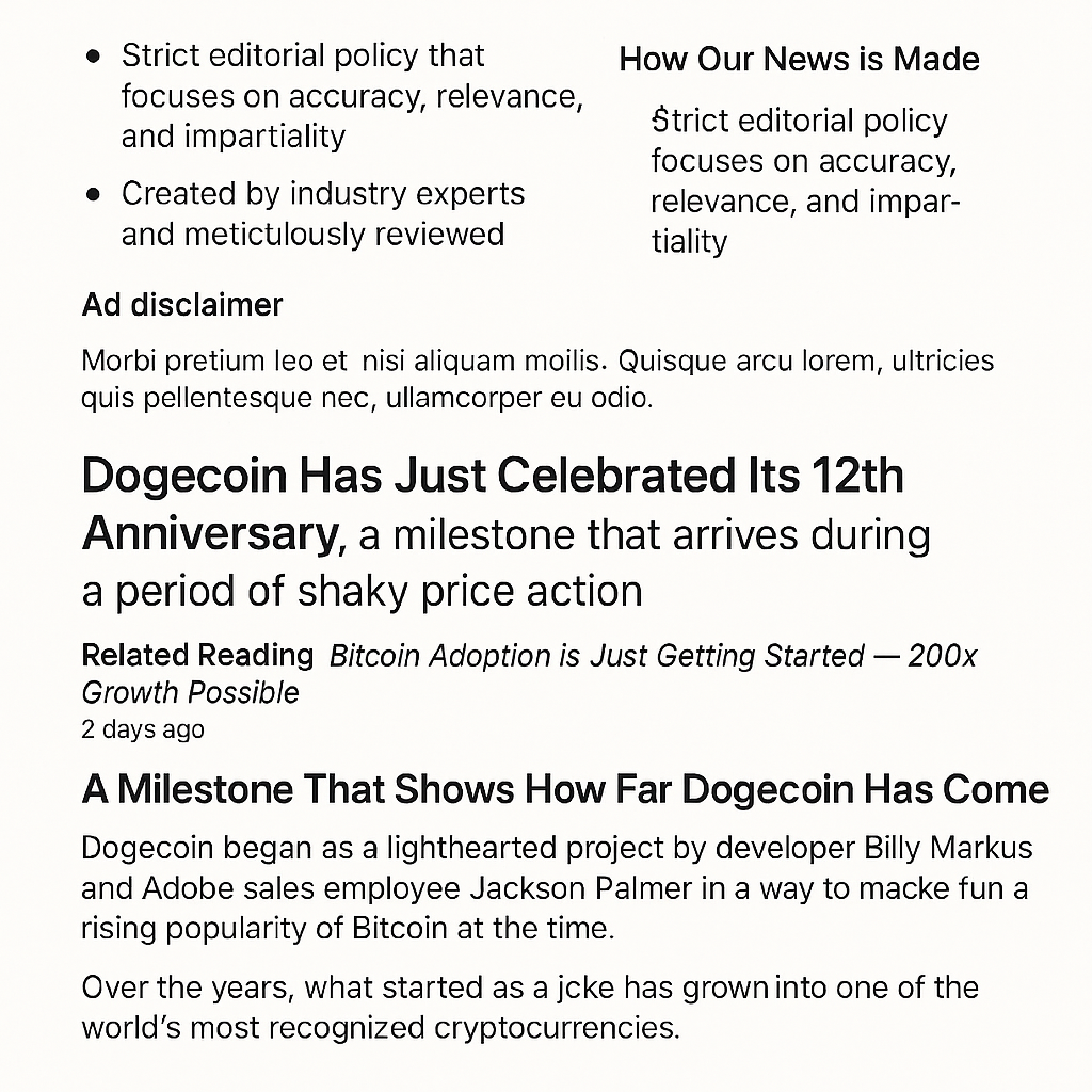 Dogecoin Celebrates 12 Years: The Reigning Meme Coin Commemorates Its Anniversary Amidst Market Volatility