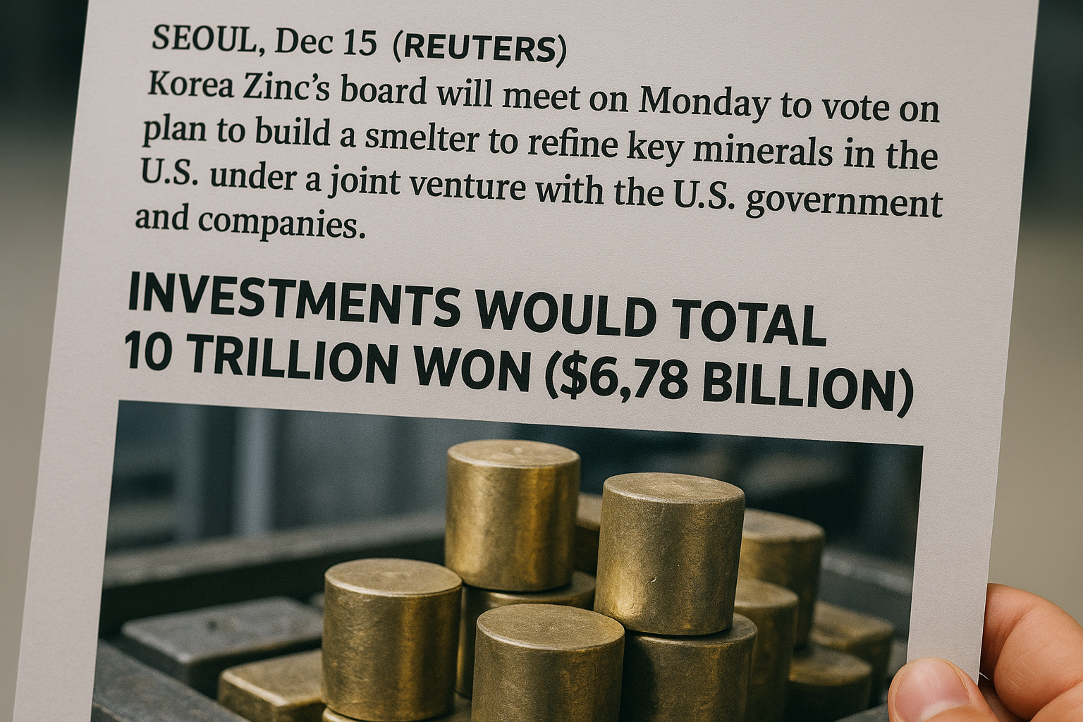 Korea Zinc's Board Set to Review U.S. Smelter Venture Plans