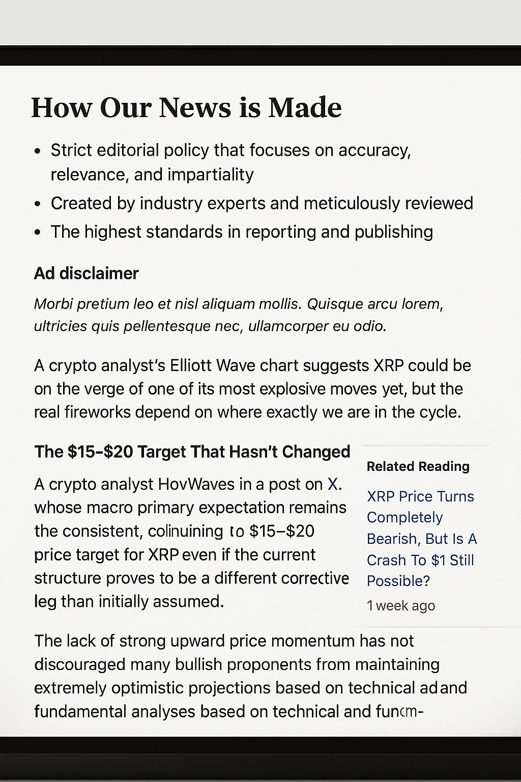 Analyst Forecasts 1,500% Surge in XRP Price to $15 if Current Movement is Wave 2