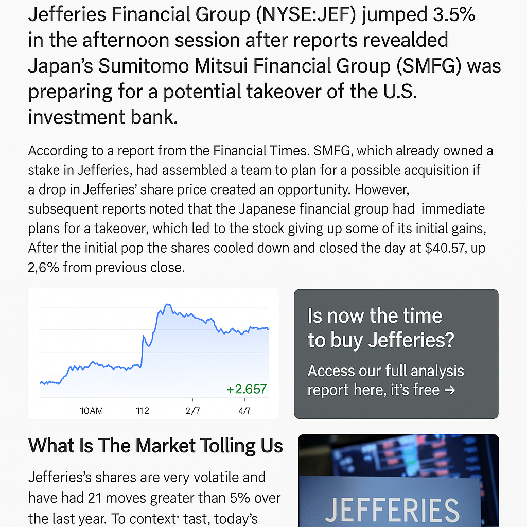 Jefferies (JEF) Stock Sees Gains Amid Takeover Speculation