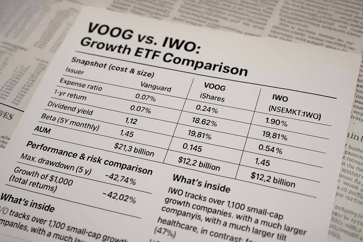 Comparing Small-Cap Diversification with Large-Cap Growth: An Analysis of IWO and VOOG