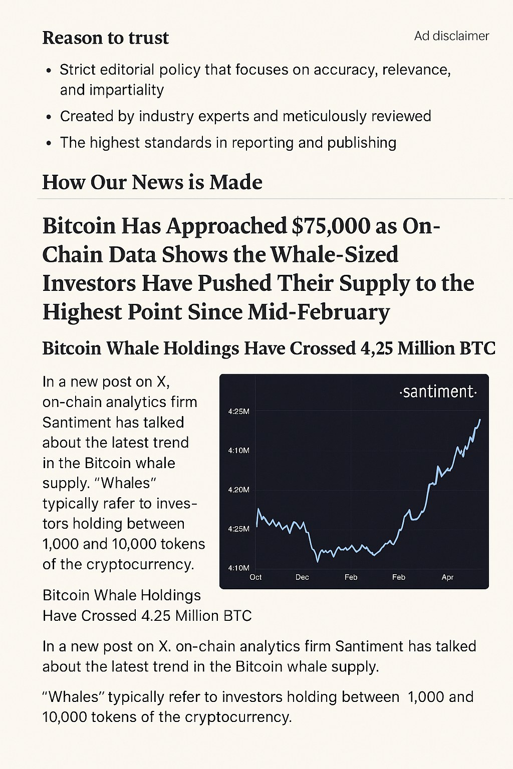 Bitcoin Whales Increase Accumulation: Holdings Reach Two-Month Peak
