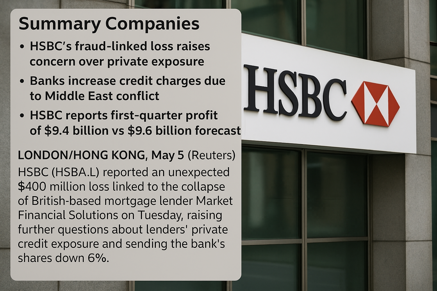 HSBC Shares Plummet 6% After Unexpected $400 Million Loss Tied to MFS Collapse