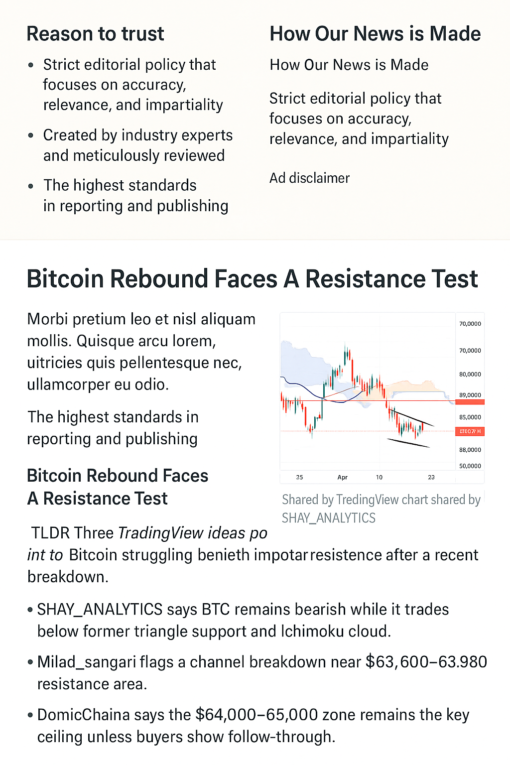 Analysts Warn of Bearish Trends in Bitcoin as TradingView Highlights Unsuccessful Recovery